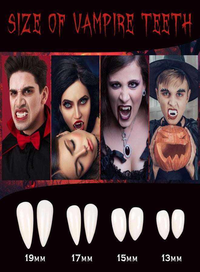 Chambom Halloween Vampire Teeth - 12 Pairs Vampire Fangs, Fake 4 Size Teeth Fangs for Cosplay Party Props Halloween Costumes Accessories Party Favors - Image 3